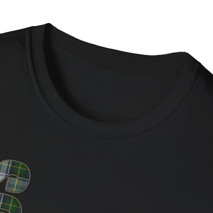 Tartan Scotland Lettering Softstyle Unisex T-Shirt, Gordon Dress Tartan Tee