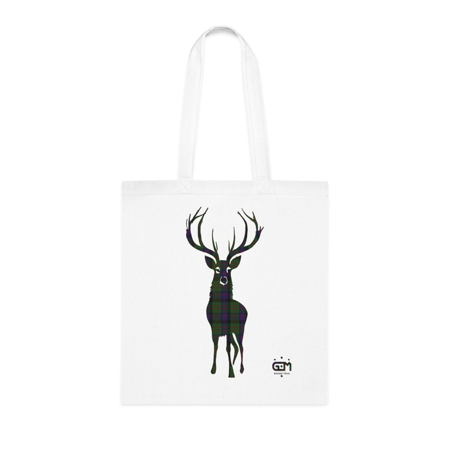 Reversible Scotland Tartan Stag Cotton Tote Bag - MacDonald Tartan