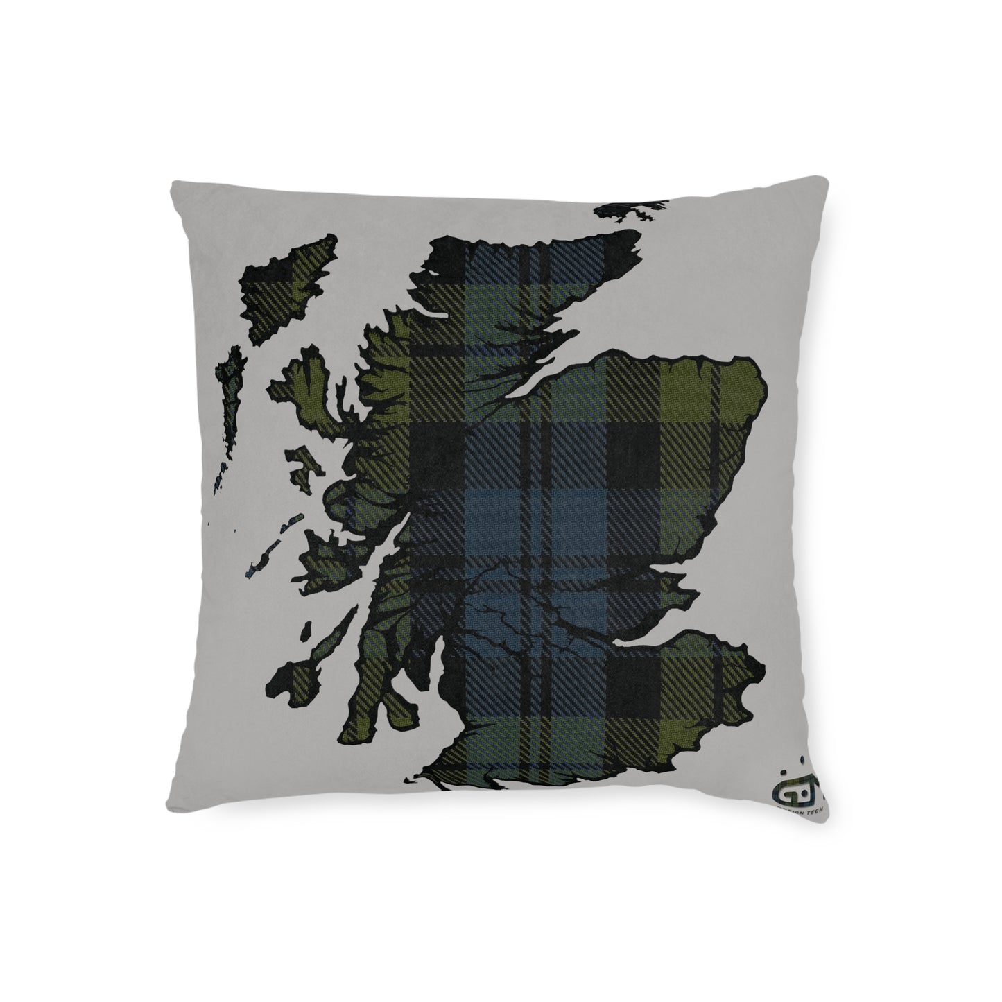 Reversible Square Cushion : Stag / Scotland Map - Campbell Tartan, Various Sizes