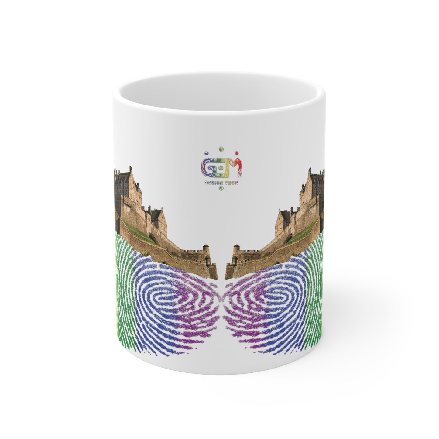 Pride Fingerprint Rock Edinburgh Castle Photo Mug, White