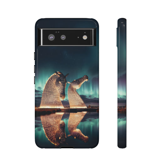 Kelpies Northern Lights Art Variant Phone Case, Scotland, Google
