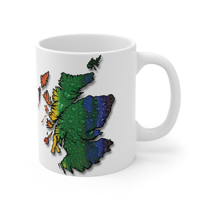 Scotland Map Pride Rain Mug, White