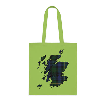 Reversible Scotland Tartan Map Cotton Tote Bag - Gordon Tartan