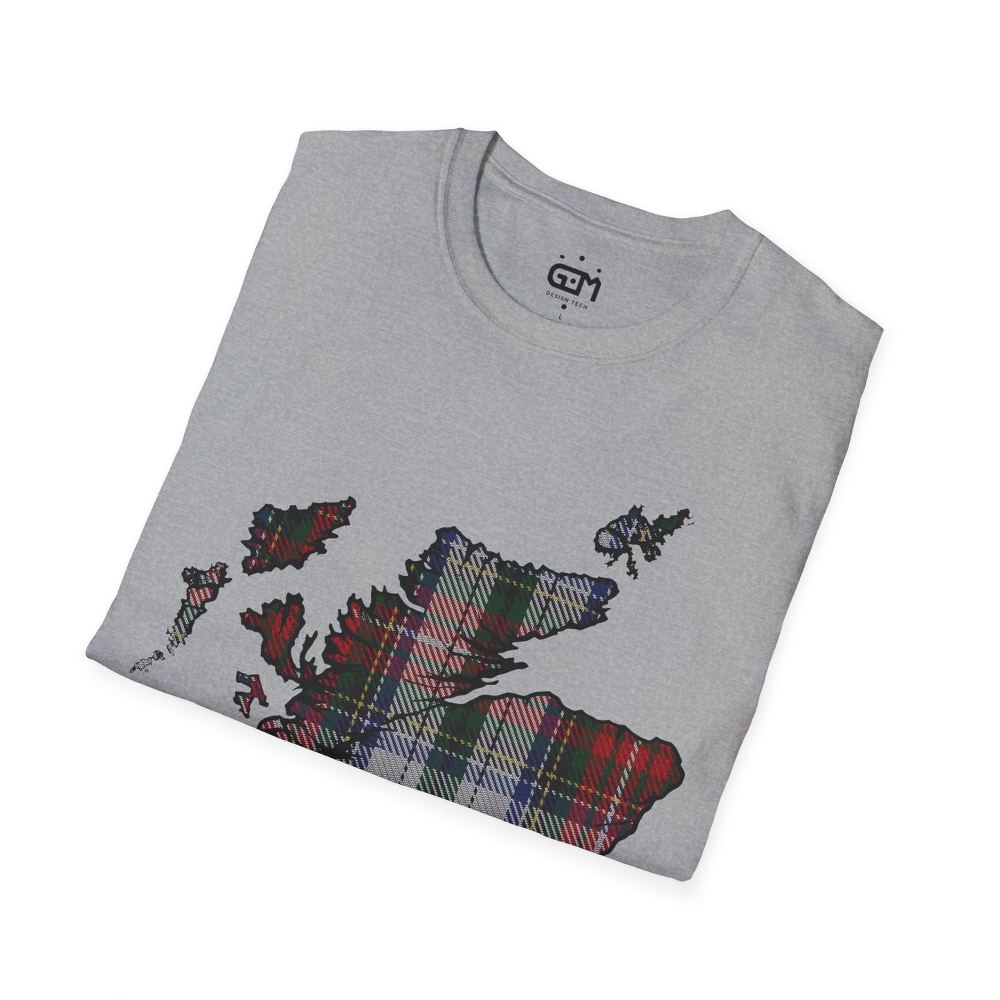 Scotland Tartan Map Softstyle Unisex T-Shirt, Stewart Tartan, Various Colours