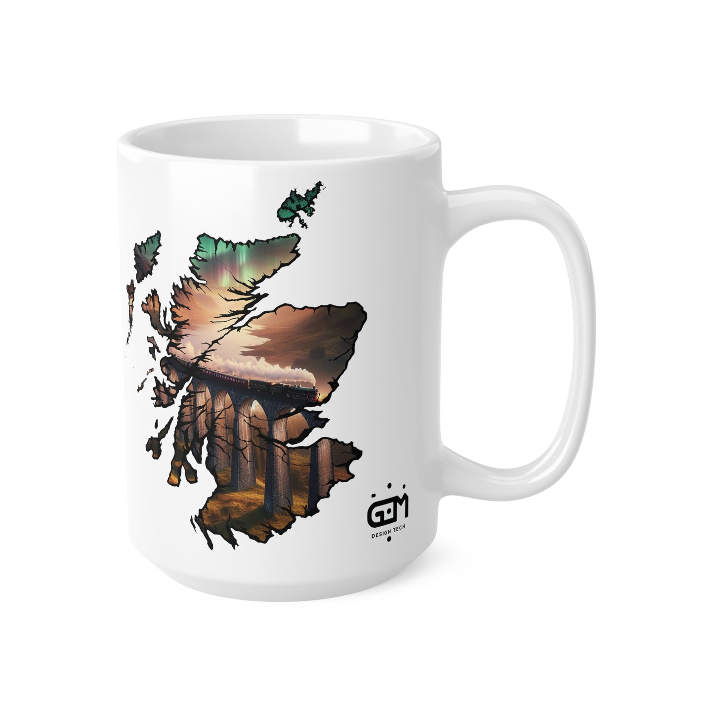 Glenfinnan Viaduct Scotland Map Mug, Coffee Cup, Tea Cup, Scottish Art, Scottish Landmark, Scenery, Nature, White