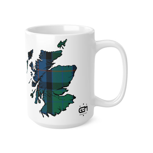 Flower of Scotland Tartan Scotland Map Mug, Coffee Cup, Tea Cup, Scotland, White