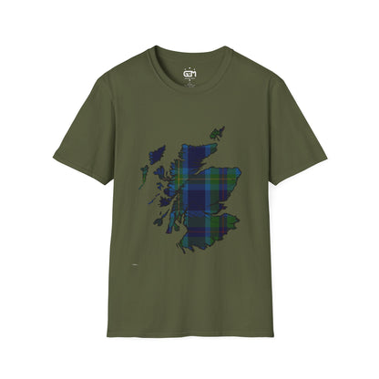 Scotland Tartan Map Softstyle Unisex T-Shirt - Miller Tartan Tee