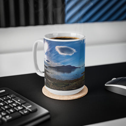 Holy Isle from Arran Photo Mug, White