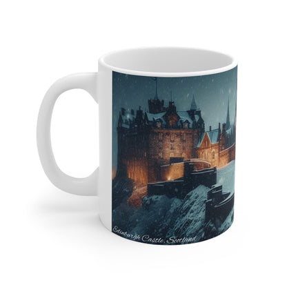 Edinburgh Castle in Winter Mug, Coffee Cup, Tea Cup, Scottish Art, Scottish Landmarks, Scottish Nature, White