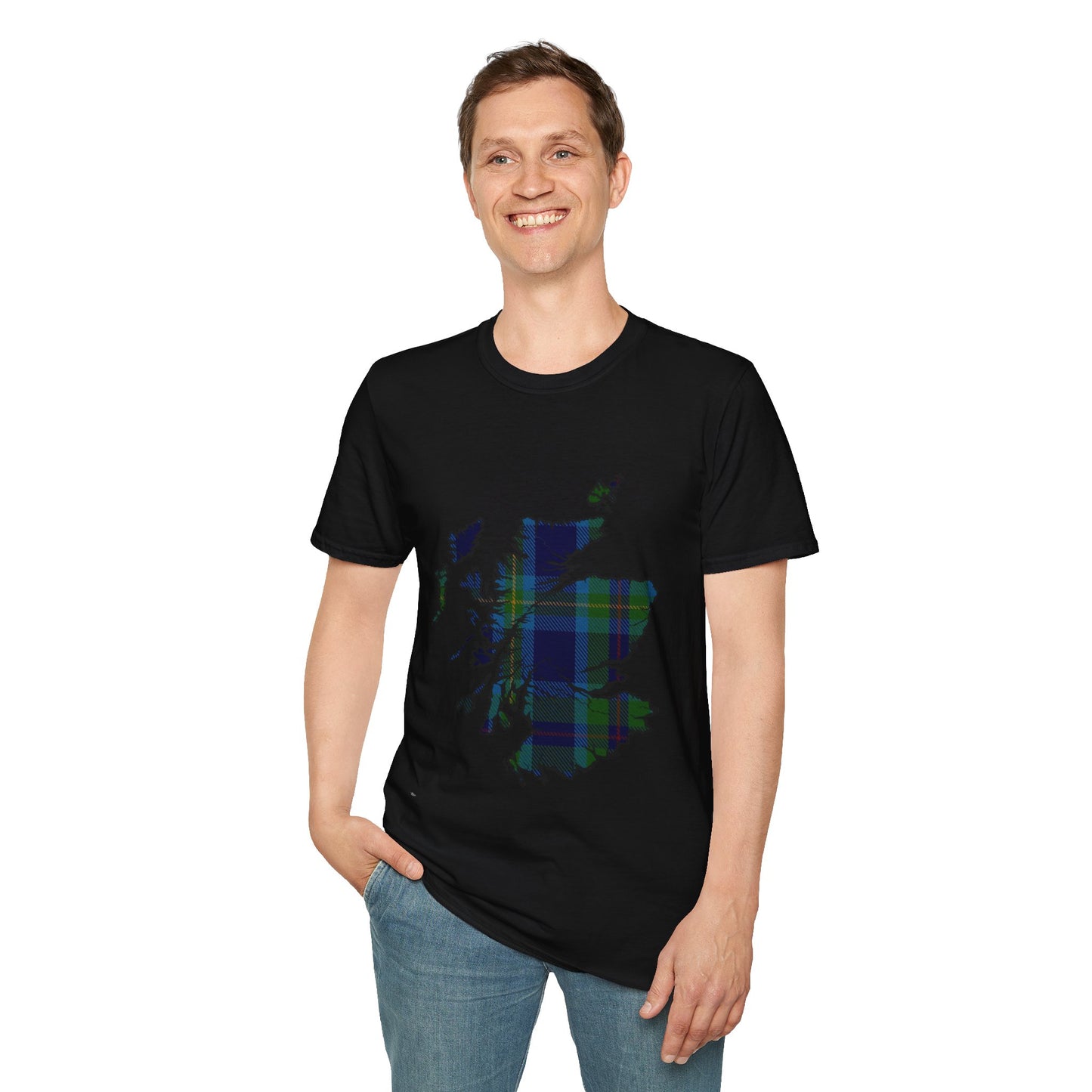 Scotland Tartan Map Softstyle Unisex T-Shirt - Miller Tartan Tee