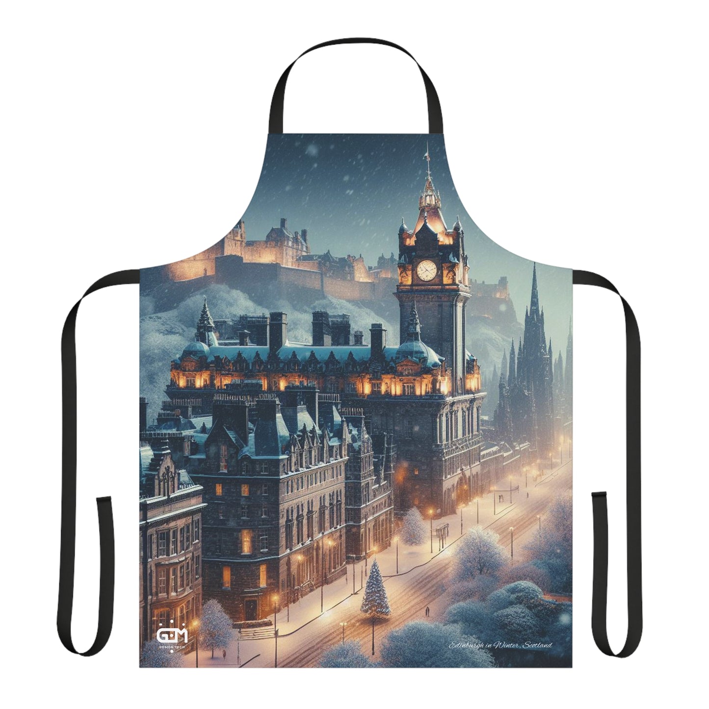 Edinburgh in Winter Apron, Scotland Apron, Scottish Art, Scotland Landmarks, Cooking Apparel, Chef Accessory, Edinburgh