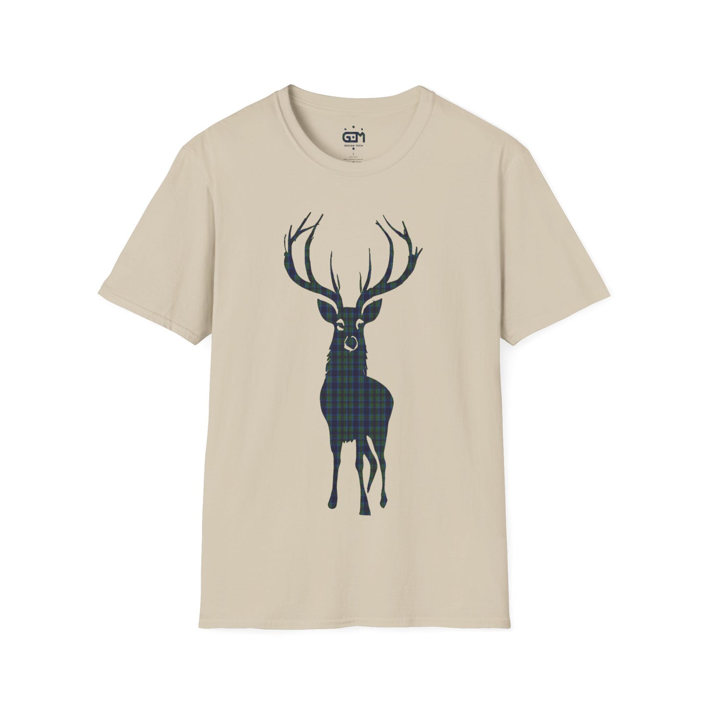 Tartan Stag Softstyle T-Shirt - Miller Tartan, Unisex Tee, Scottish Scenery, Various Colours