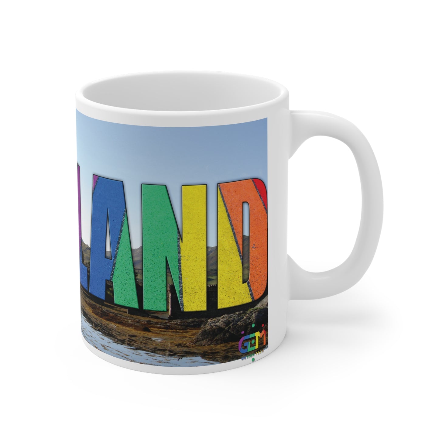 Scotland Lettering Pride Road Photo Mug, White