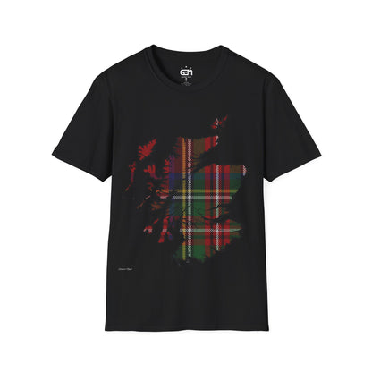 Scotland Tartan Map Softstyle Unisex T-Shirt, Stewart Royal Tartan, Various Colours