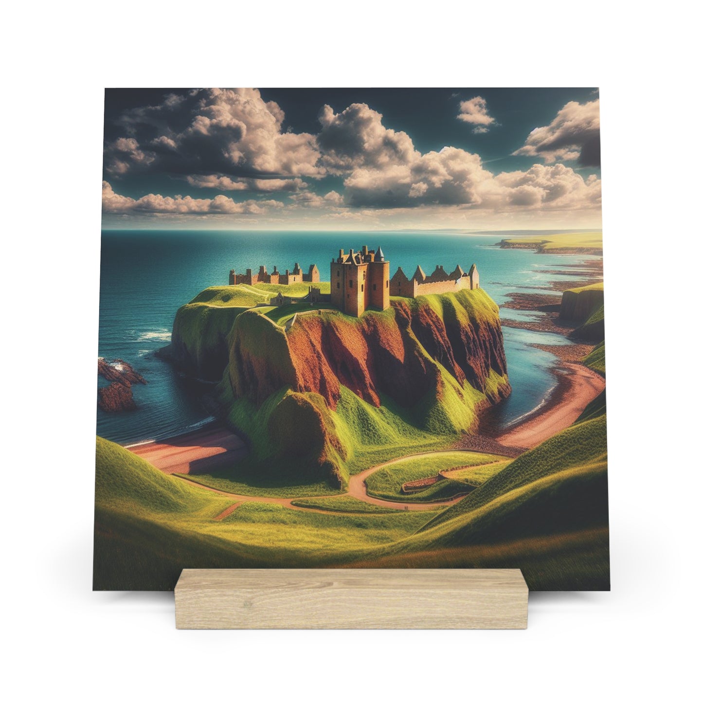 Scenic Collection Gallery Stand Dunnottar Castle, Oak Picture Stand, Scotland Art, Scenery, Landmarks, Various Sizes