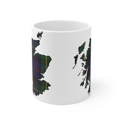 Farquharson Tartan Scotland Map Mug, Coffee Cup, Tea Cup, Scotland, White