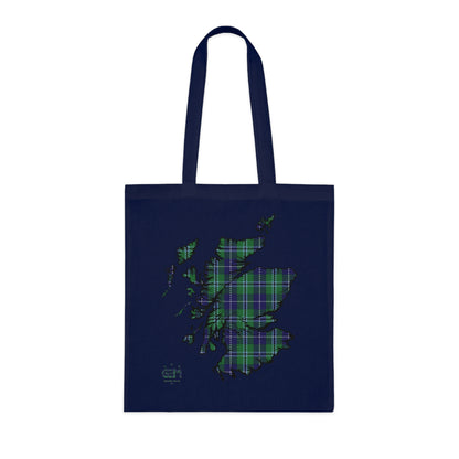 Reversible Scotland Tartan Map Cotton Tote Bag - Douglas Tartan