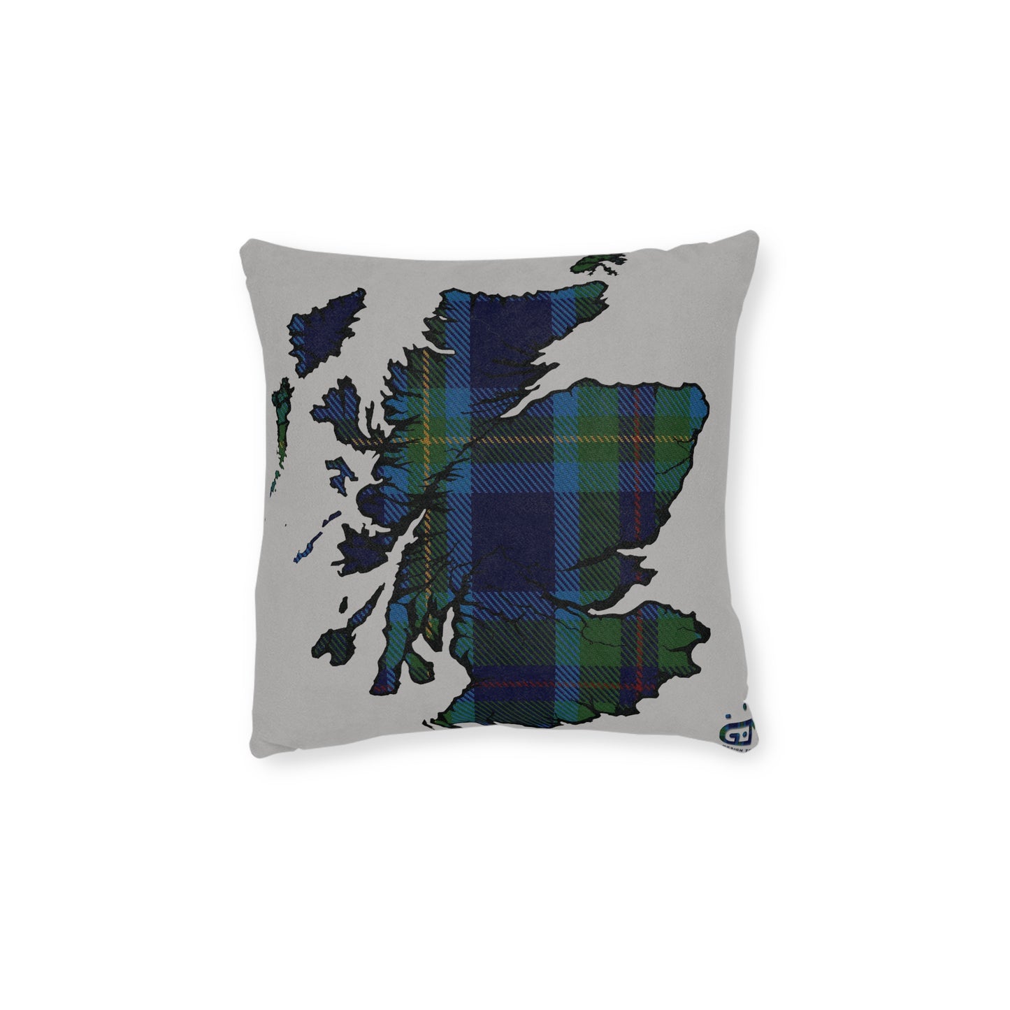 Reversible Square Cushion : Stag / Scotland Map - Miller Tartan, Various Sizes