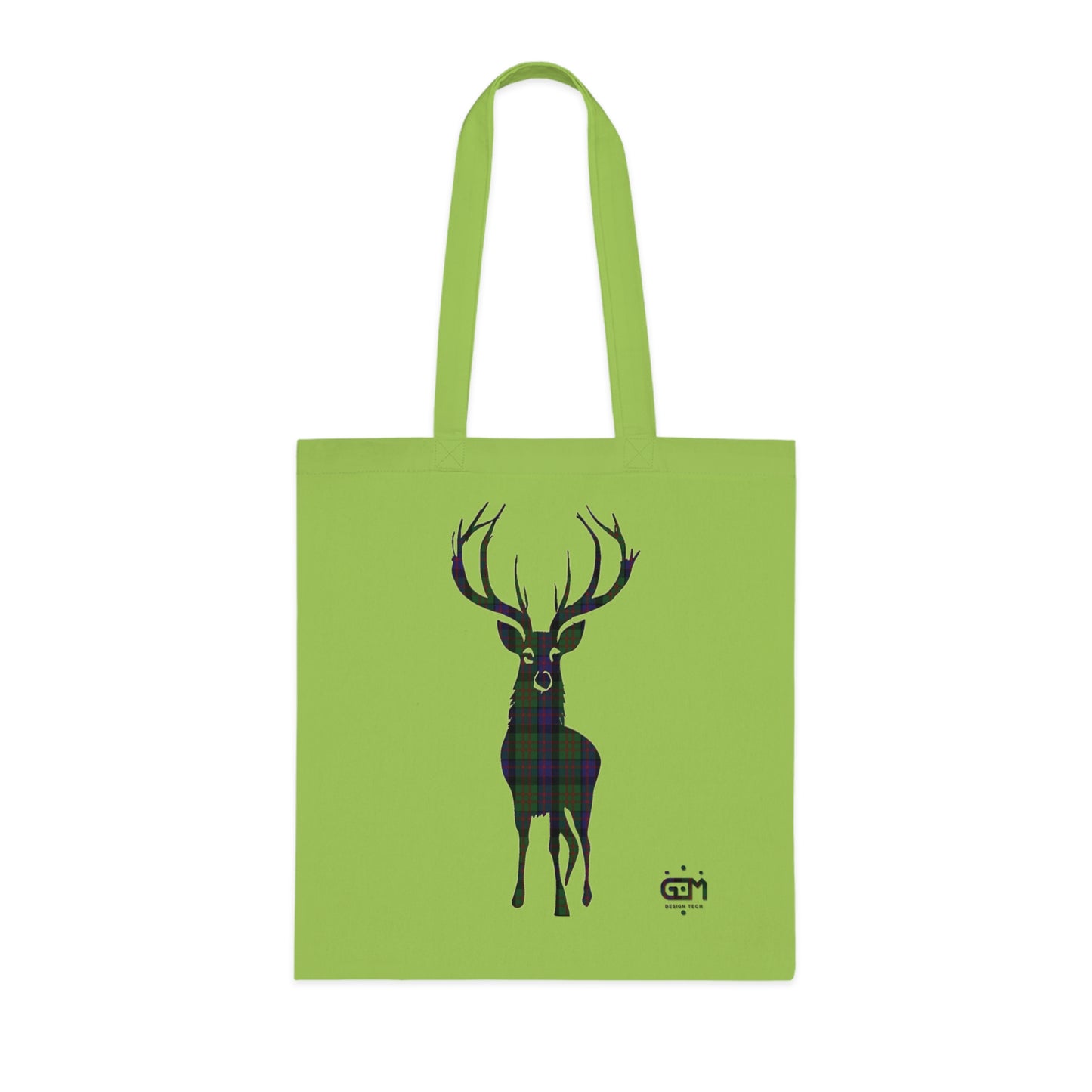 Reversible Scotland Tartan Stag Cotton Tote Bag - MacDonald Tartan