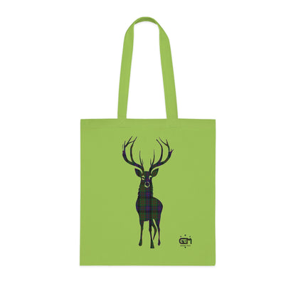 Reversible Scotland Tartan Stag Cotton Tote Bag - MacDonald Tartan