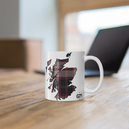 MacPherson Tartan Scotland Map Mug, Coffee Cup, Tea Cup, Scotland, White