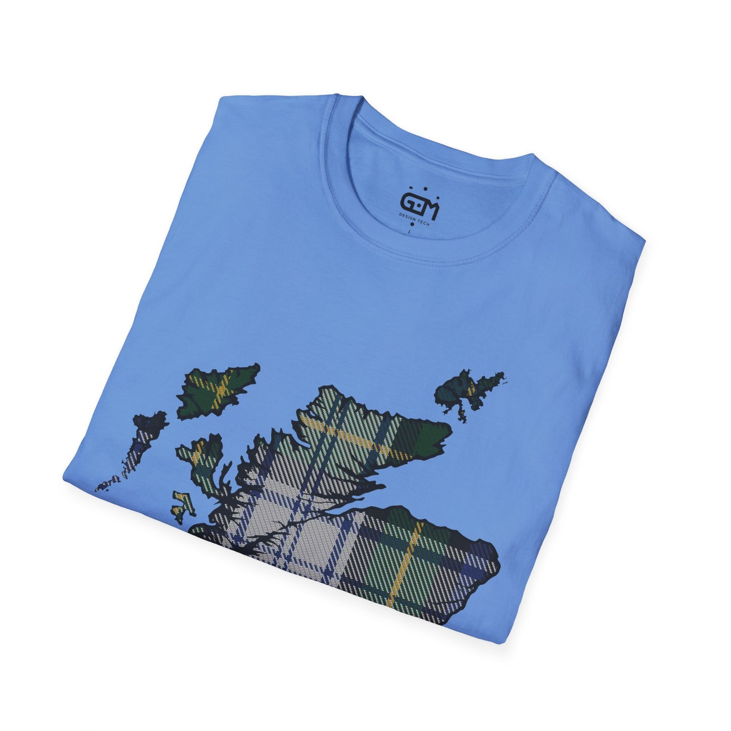 Scotland Tartan Map Softstyle Unisex T-Shirt, Gordon Dress Tartan, Various Colours