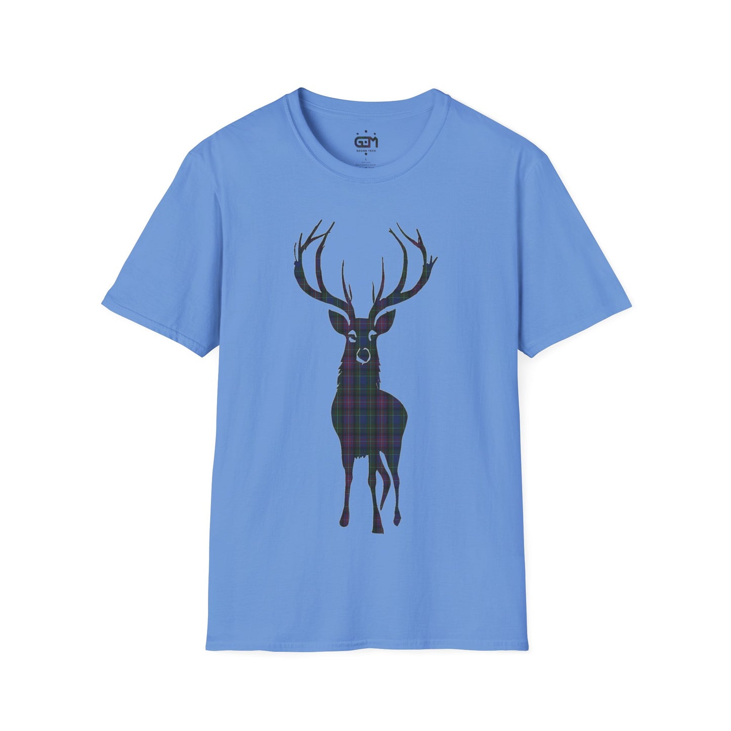 Tartan Stag Softstyle T-Shirt - Rankin Tartan, Unisex Tee, Scottish Scenery, Various Colours