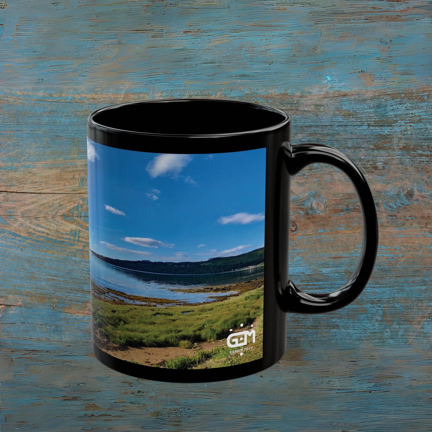 Holy Isle from Arran Photo Mug, Black