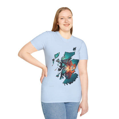 Forth Rail Bridge Scotland Map Softstyle T-Shirt, Unisex Tee, Scotland Shirt, Scottish Landmark, Nature, Scenery, Various Colours