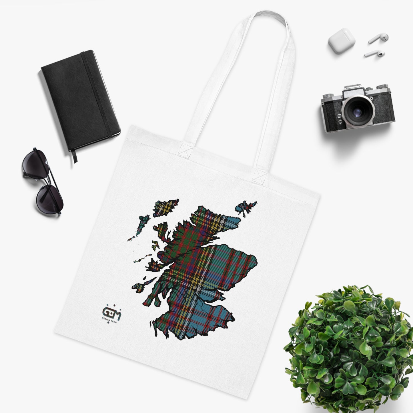 Reversible Scotland Tartan Map Cotton Tote Bag - Anderson Tartan