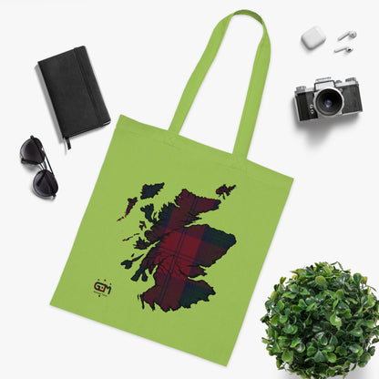 Reversible Scotland Tartan Map Cotton Tote Bag - Lindsay Tartan