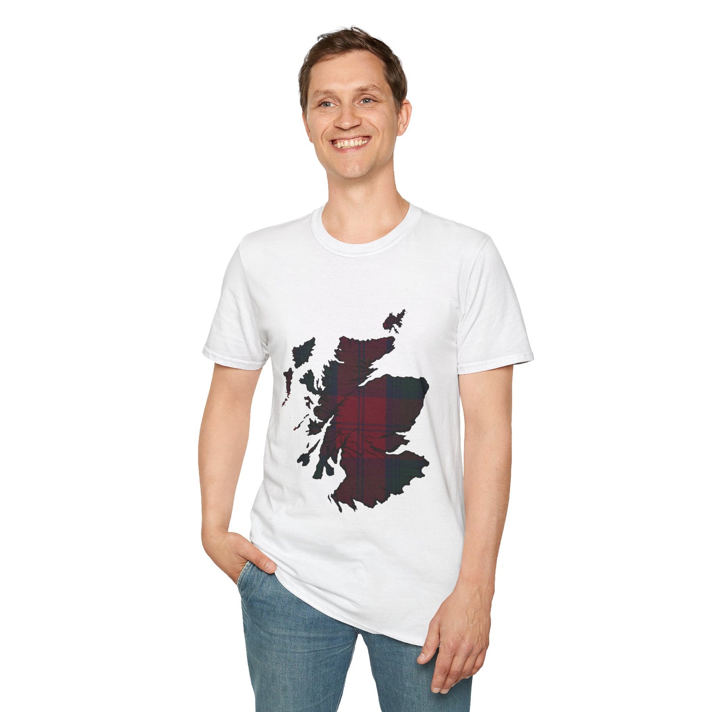 Scotland Tartan Map Softstyle Unisex T-Shirt - Lindsay Tartan Tee