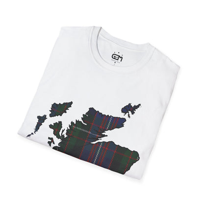 Scotland Tartan Map Softstyle Unisex T-Shirt, Rankin Tartan, Various Colours