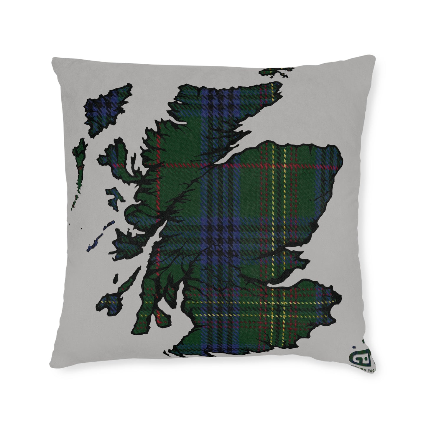 Reversible Square Cushion : Stag / Scotland Map - Kennedy Tartan, Various Sizes