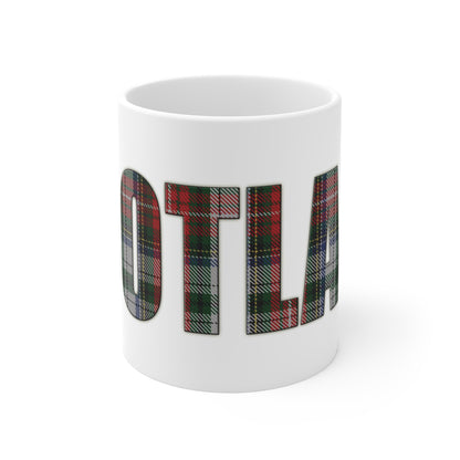 Scotland Lettering Tartan Mug 11oz, Stewart Tartan