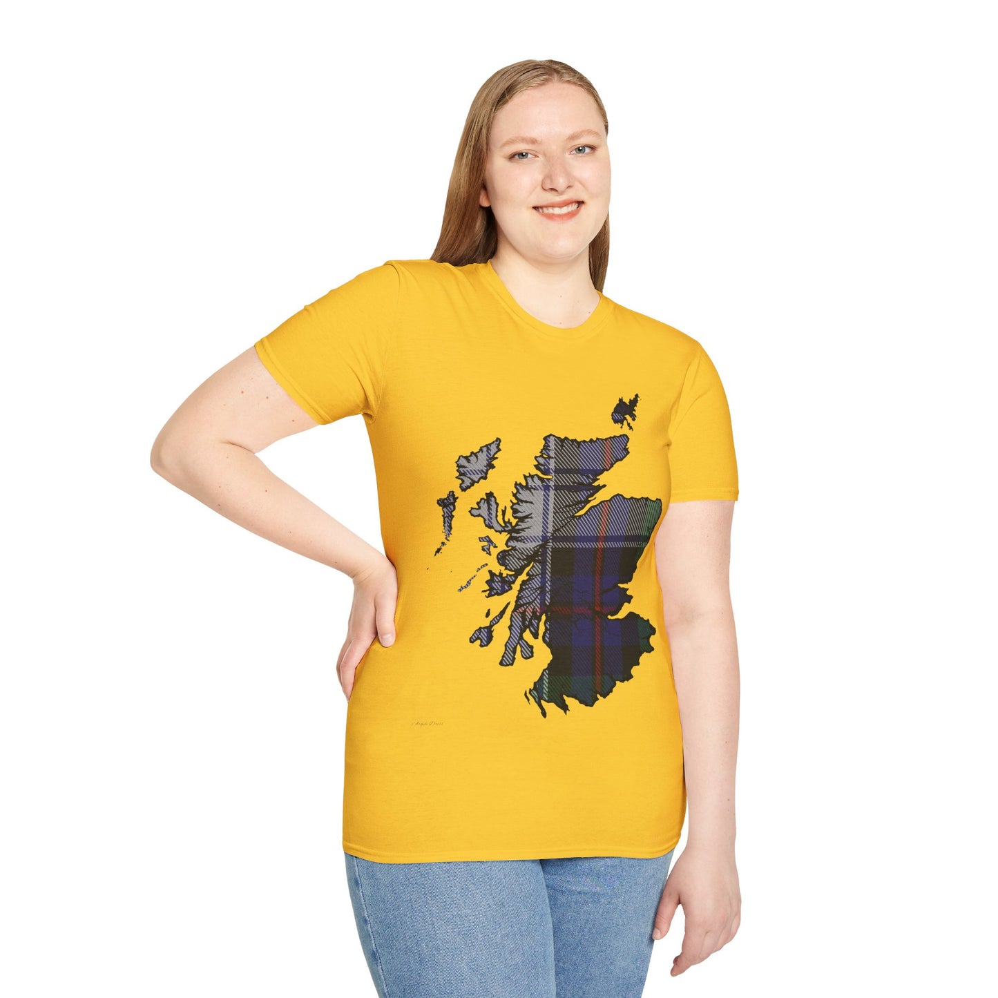 Scotland Tartan Map Softstyle Unisex T-Shirt, Argyle Dress Tartan, Various Colours