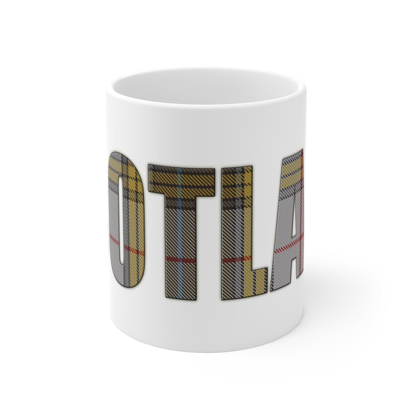 Scotland Lettering Tartan Mug 11oz, Buchanan Tartan