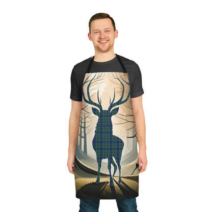 Tartan Stag Woodland Scene Apron - Keith Tartan, Scottish Cooking Apparel, Chef Accessory