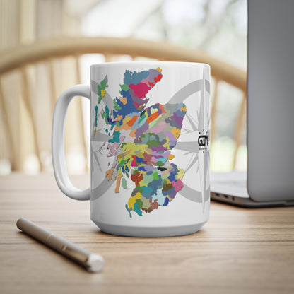 Tasse d’art de carte d’Écosse, tasse à café, tasse à thé, blanc 