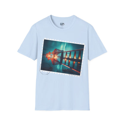 Postcard Forth Rail Bridge Art Softstyle T-Shirt, Unisex Tee, Scotland Shirt, Various Colours