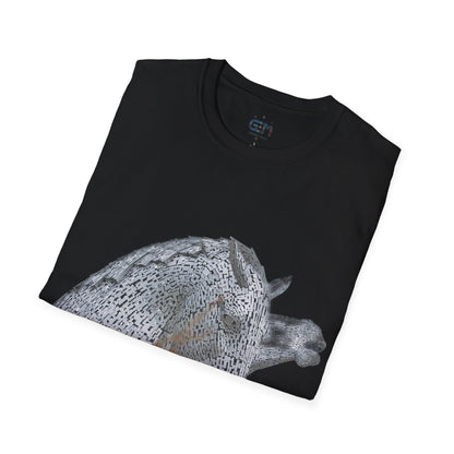 Kelpies with Meadow No Sky Photo Softstyle T-Shirt, Unisex Tee, Scottish Landmarks, Various Colours