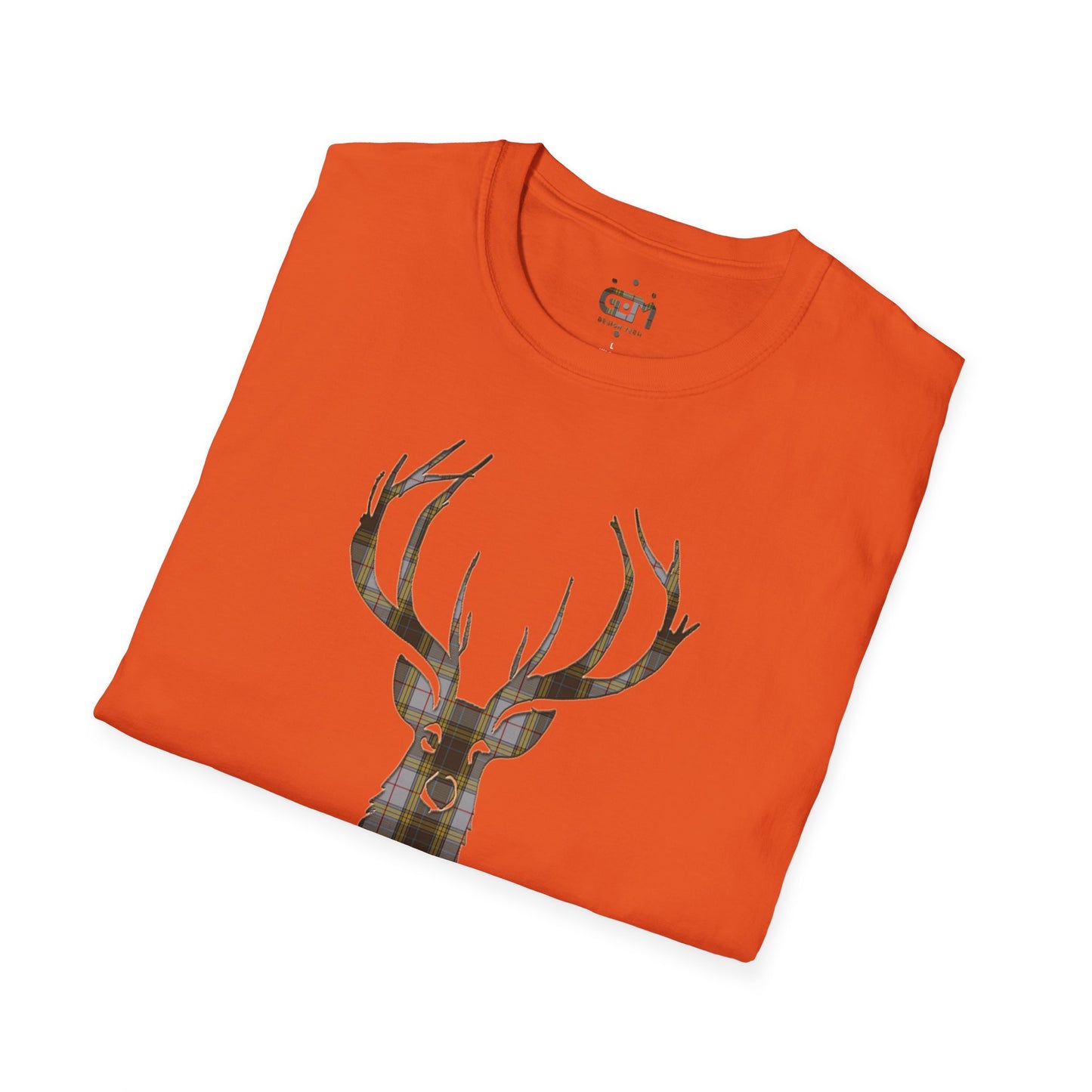 Tartan Stag Softstyle T-Shirt - Buchanan Tartan, Unisex Tee, Scottish Scenery, Various Colours