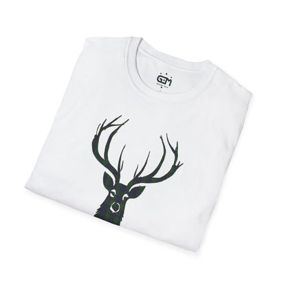 Tartan Stag Softstyle T-Shirt - Black Watch Tartan, Unisex Tee, Scottish Scenery, Various Colours