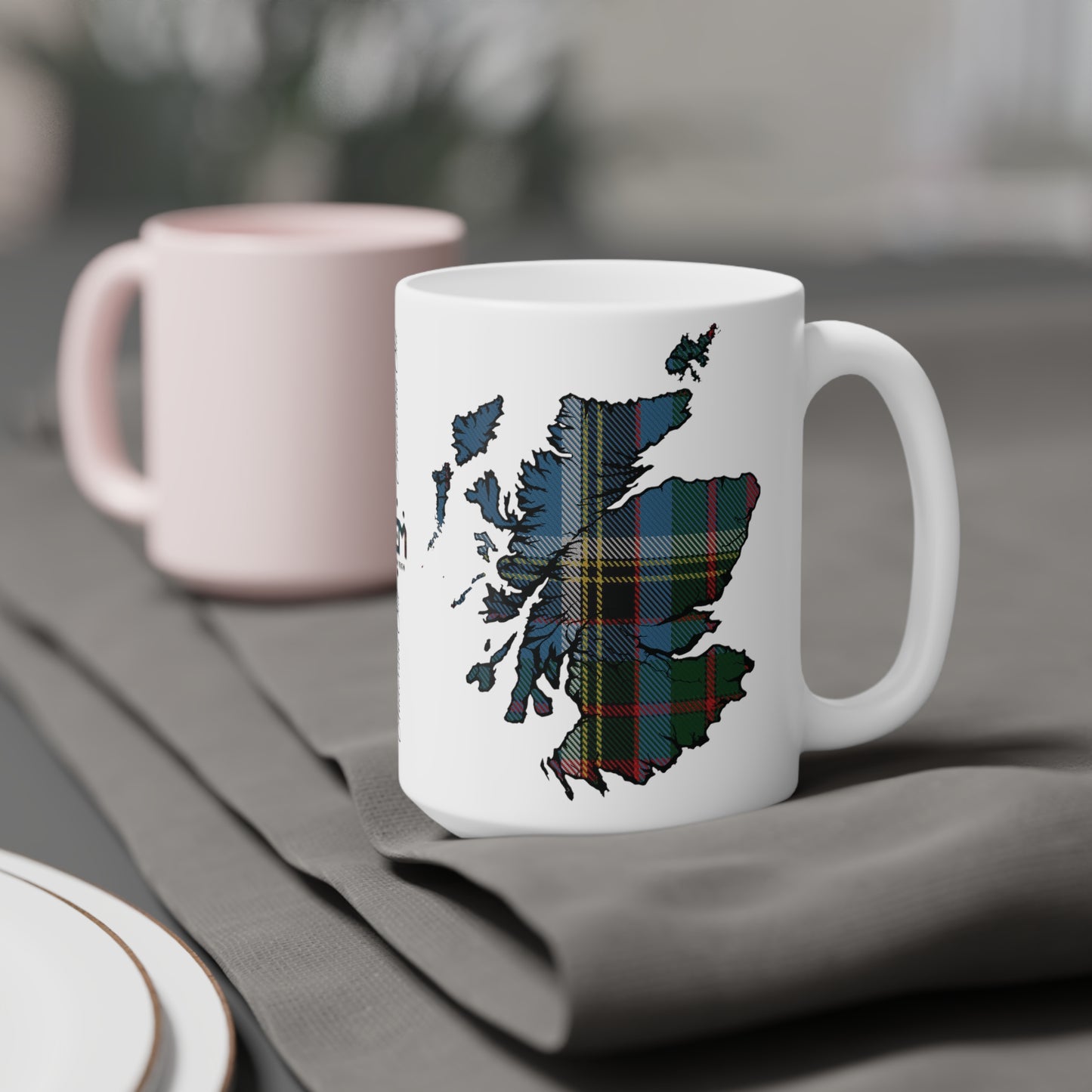 Scotland Tartan Map Mug - Anderson Old Tartan, Various Sizes