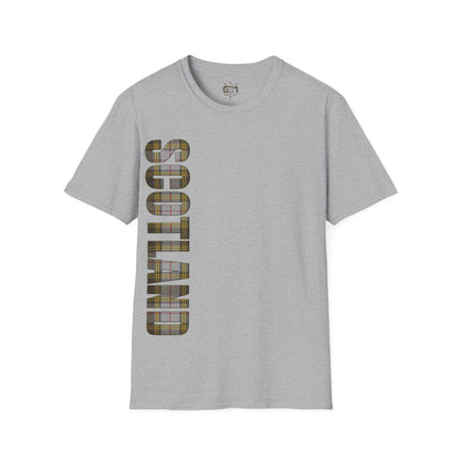 Scotland Lettering Buchanan Tartan Softstyle T-Shirt, Unisex Tee, Various Colours