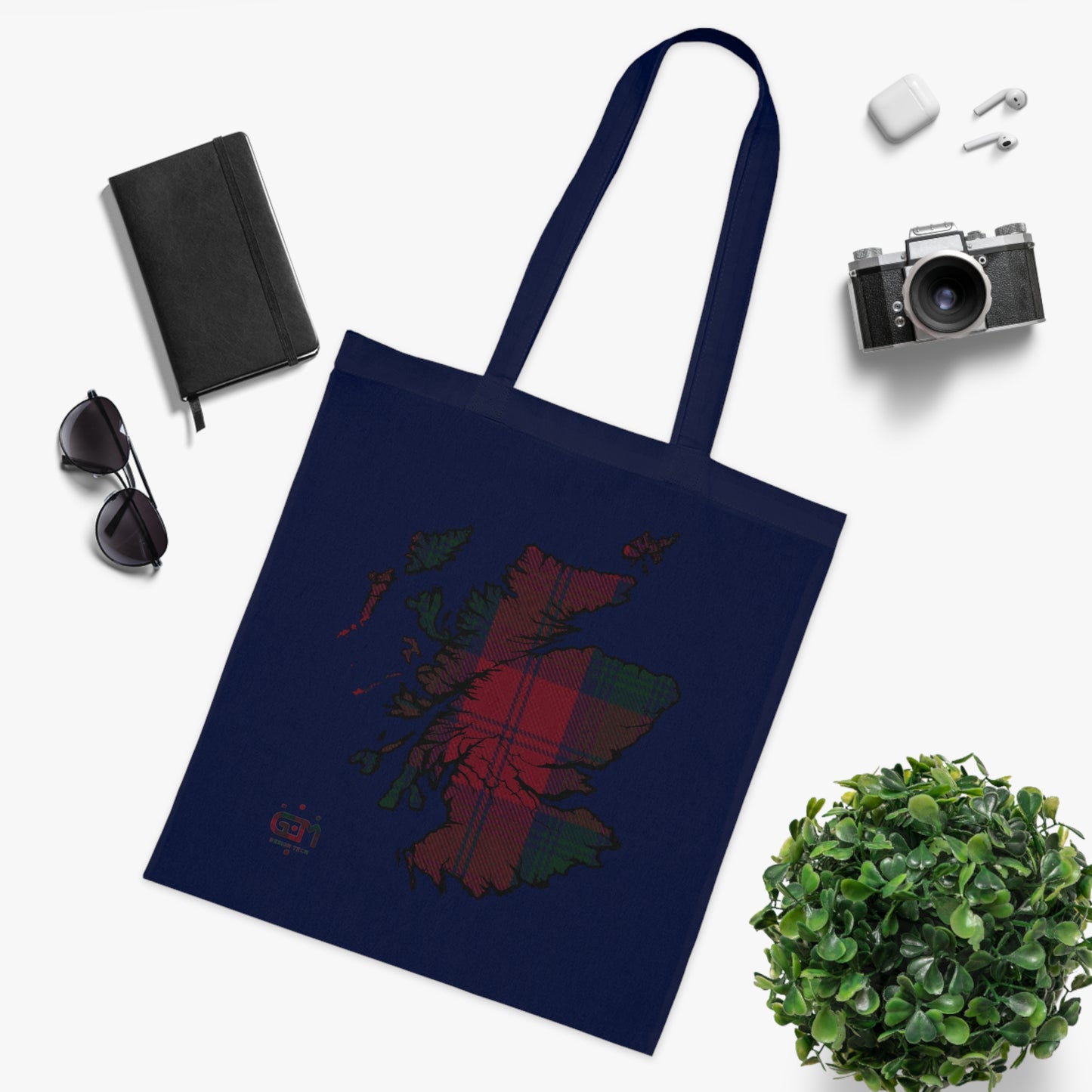 Reversible Scotland Tartan Map Cotton Tote Bag - Lindsay Tartan