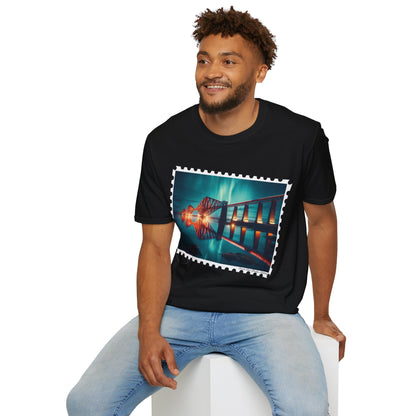 Postcard Forth Rail Bridge Art Softstyle T-Shirt, Unisex Tee, Scotland Shirt, Various Colours