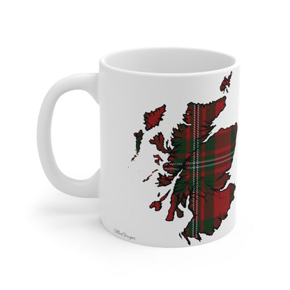 MacGregor Tartan Scotland Map Mug, Coffee Cup, Tea Cup, Scotland, White