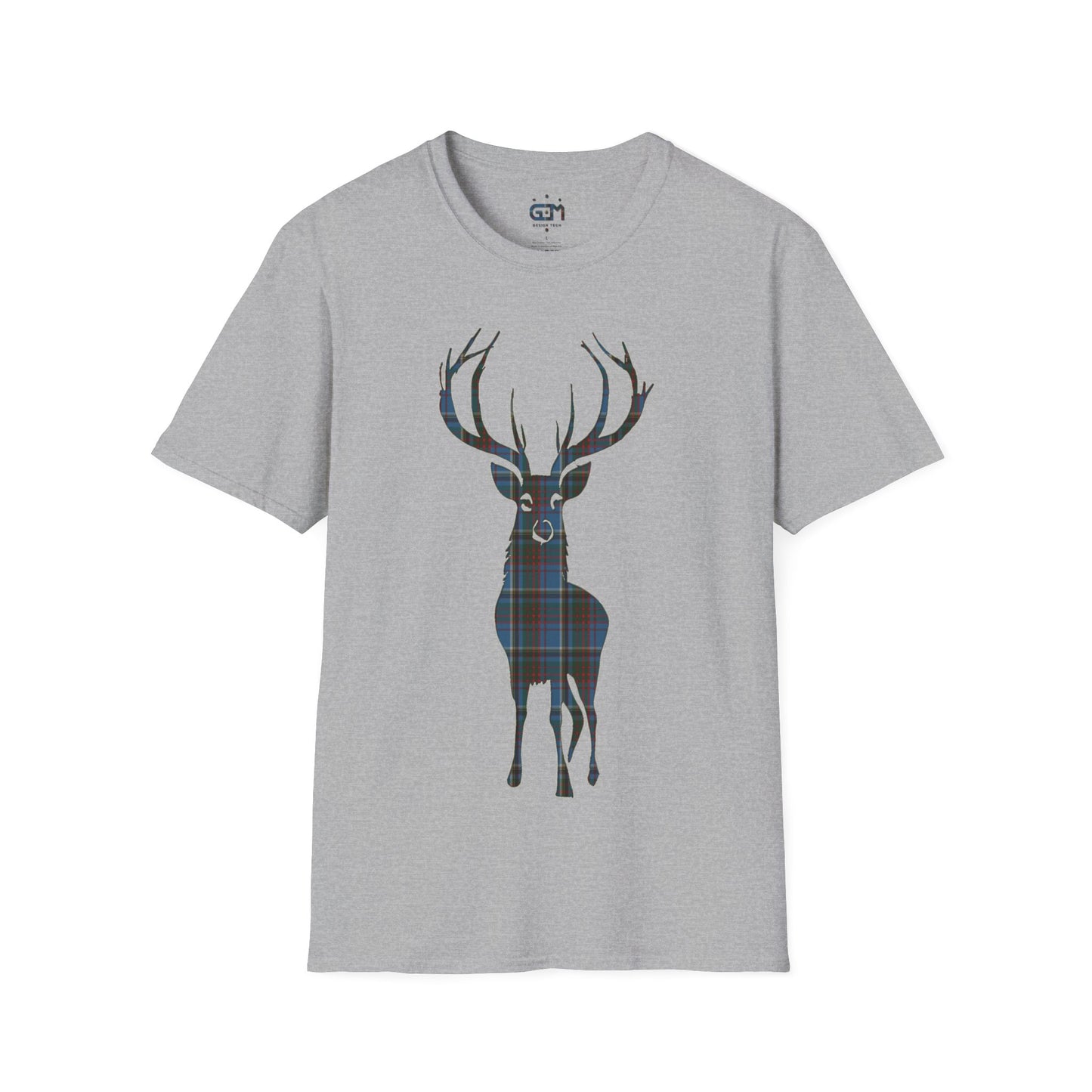 Tartan Stag Softstyle T-Shirt - Anderson Old Tartan, Unisex Tee, Scottish Scenery, Various Colours