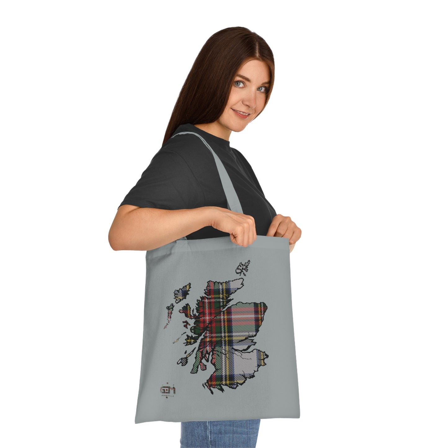 Reversible Scotland Tartan Map Cotton Tote Bag - Stewart Dress Tartan